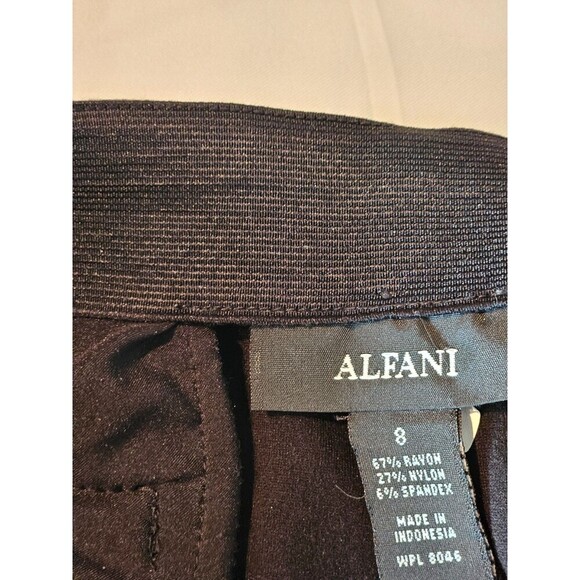 Alfani Pants Womens 8 Black Brown Houndstooth Ponte Ankle Cropped Career - Picture 7 of 12
